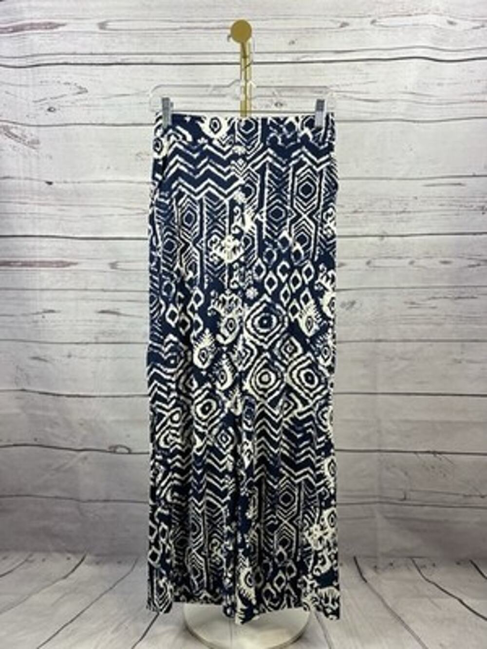 NWT Haute Hippie Style Wide Leg Palazzo Pants XS Blue Ivory Linen Blend
